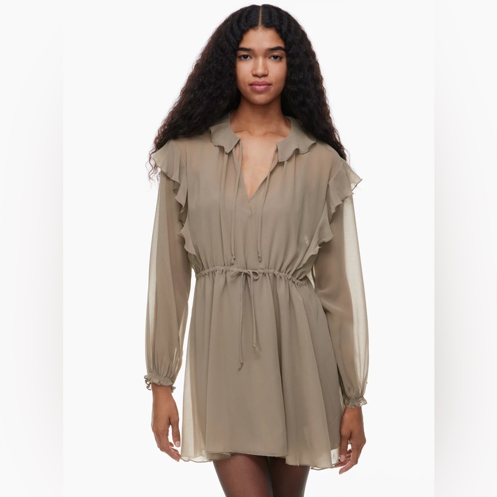 Aritzia Wilfred Tartine Dress in Nomad Taupe S